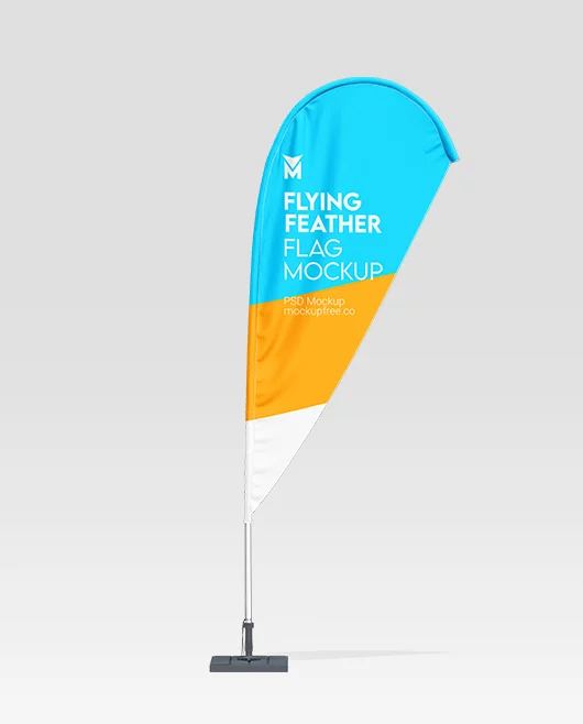 Free Flying Feather Flag Mockup PSD Template