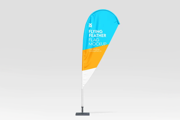 Free Flying Feather Flag Mockup PSD Template