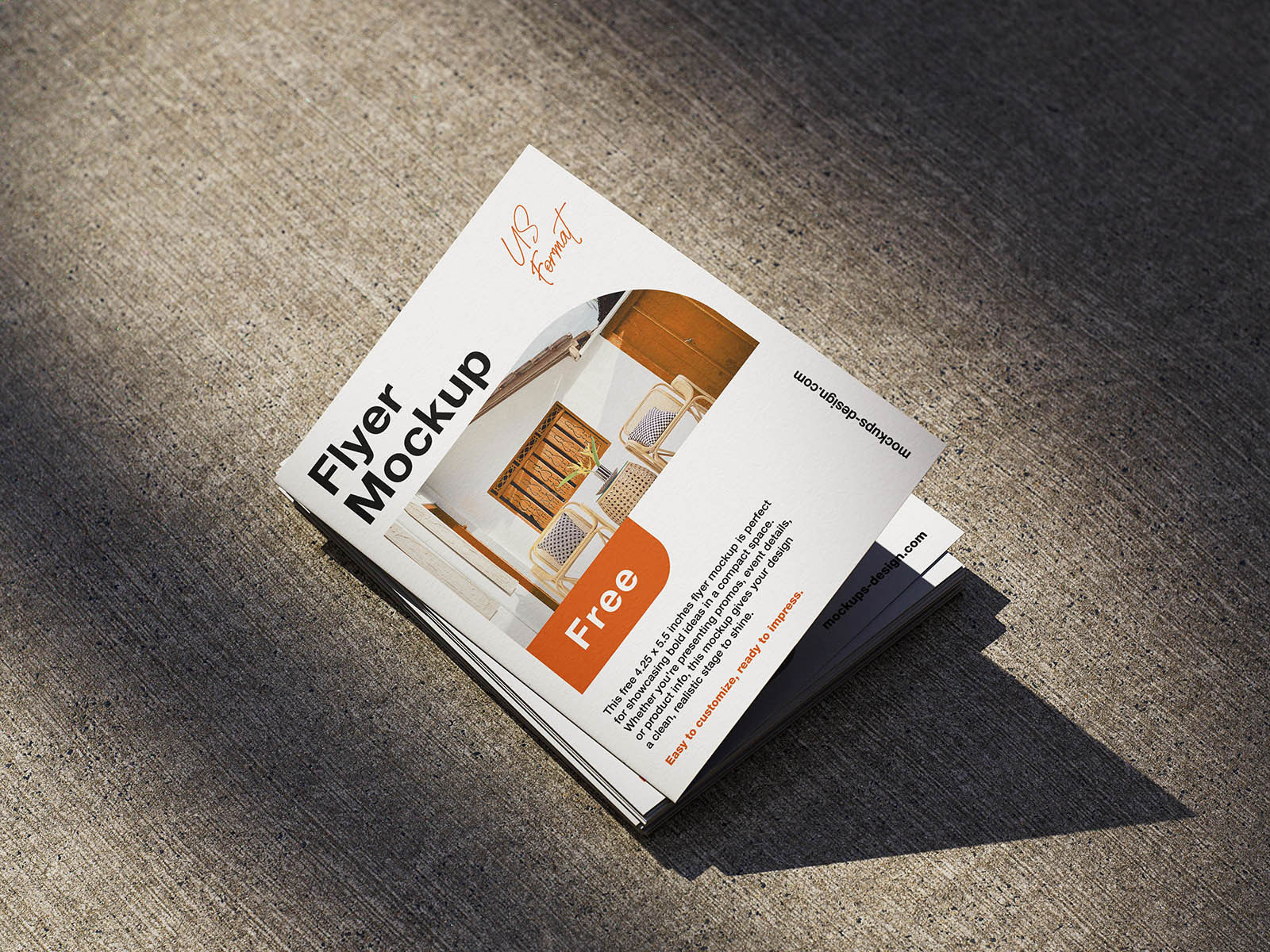 Free Folded US Format Flyer Mockup PSD Template