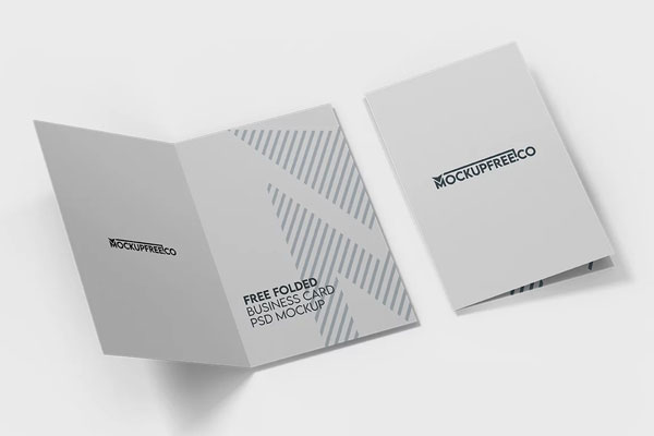 Free Folded Vertical Business Card Mockup PSD Template