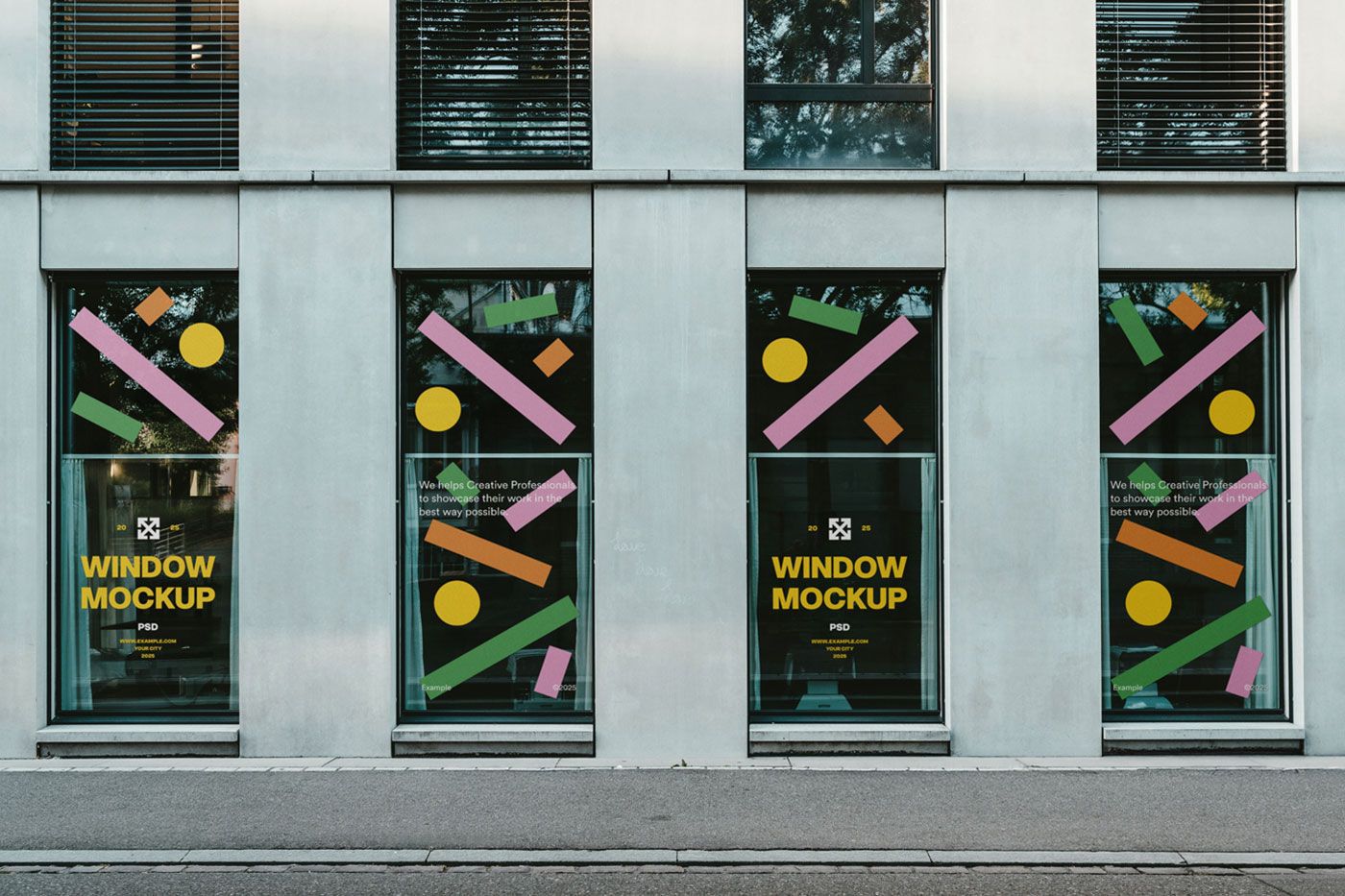 Free Four Front View Window Mockups PSD Template