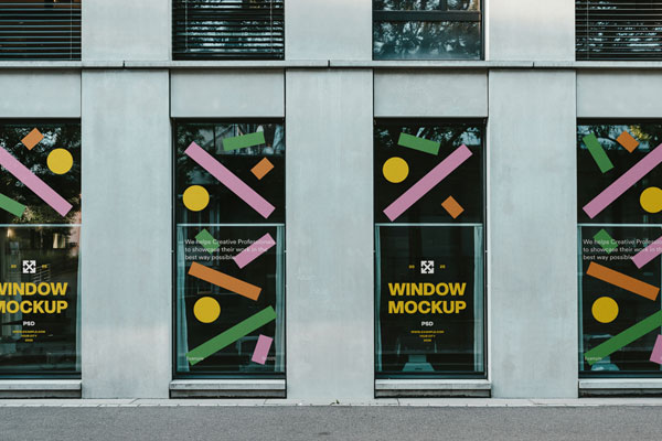 Free Four Front View Window Mockups PSD Template