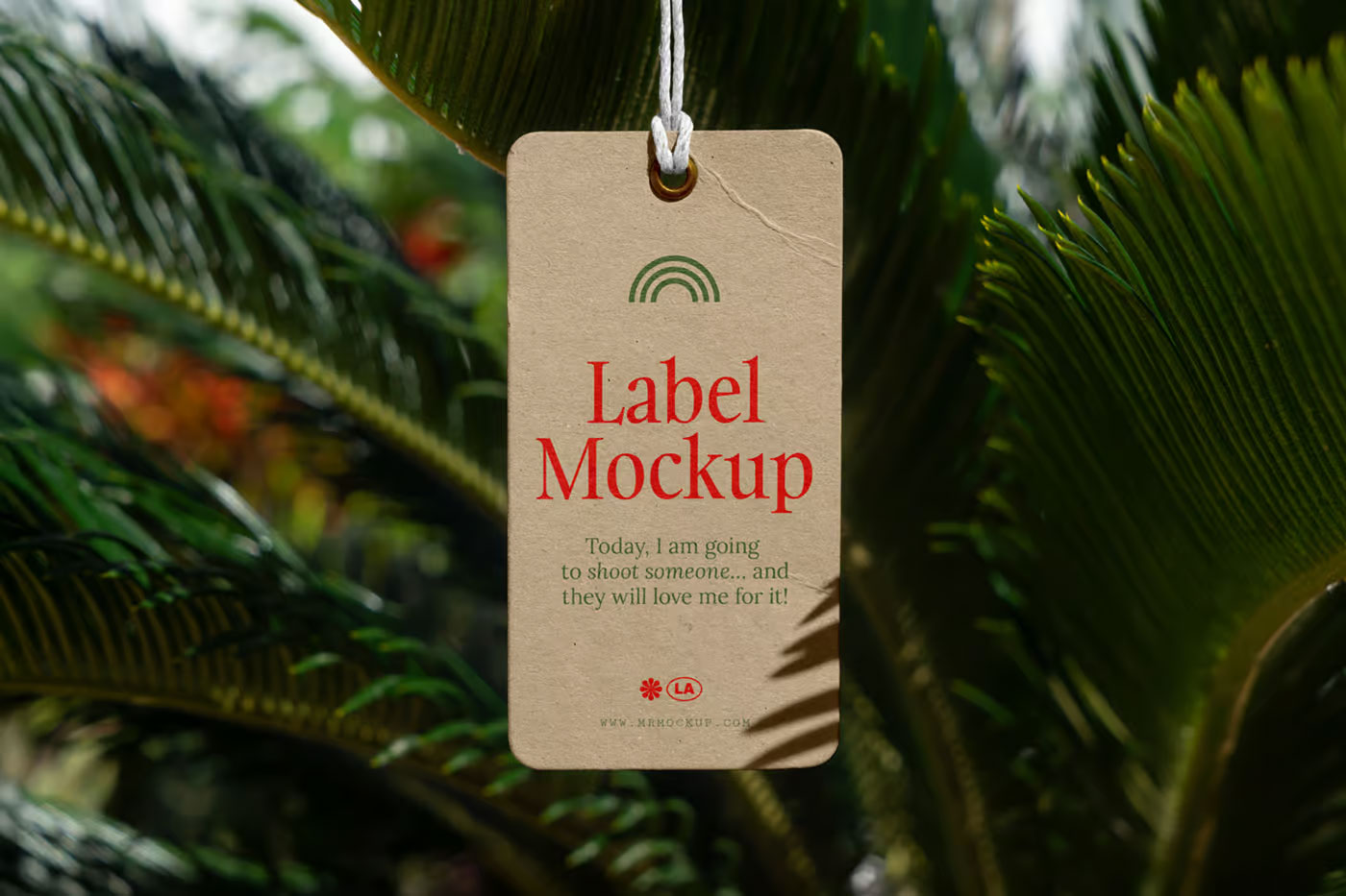 Free Front View Hanging Label Mockup PSD Template