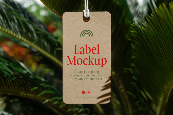 Free Front View Hanging Label Mockup PSD Template