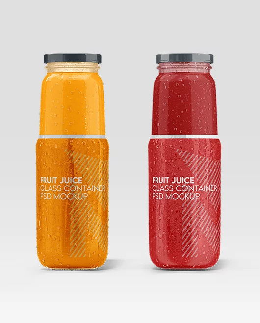 Free Fruit Juice Glass Container Mockup PSD Template