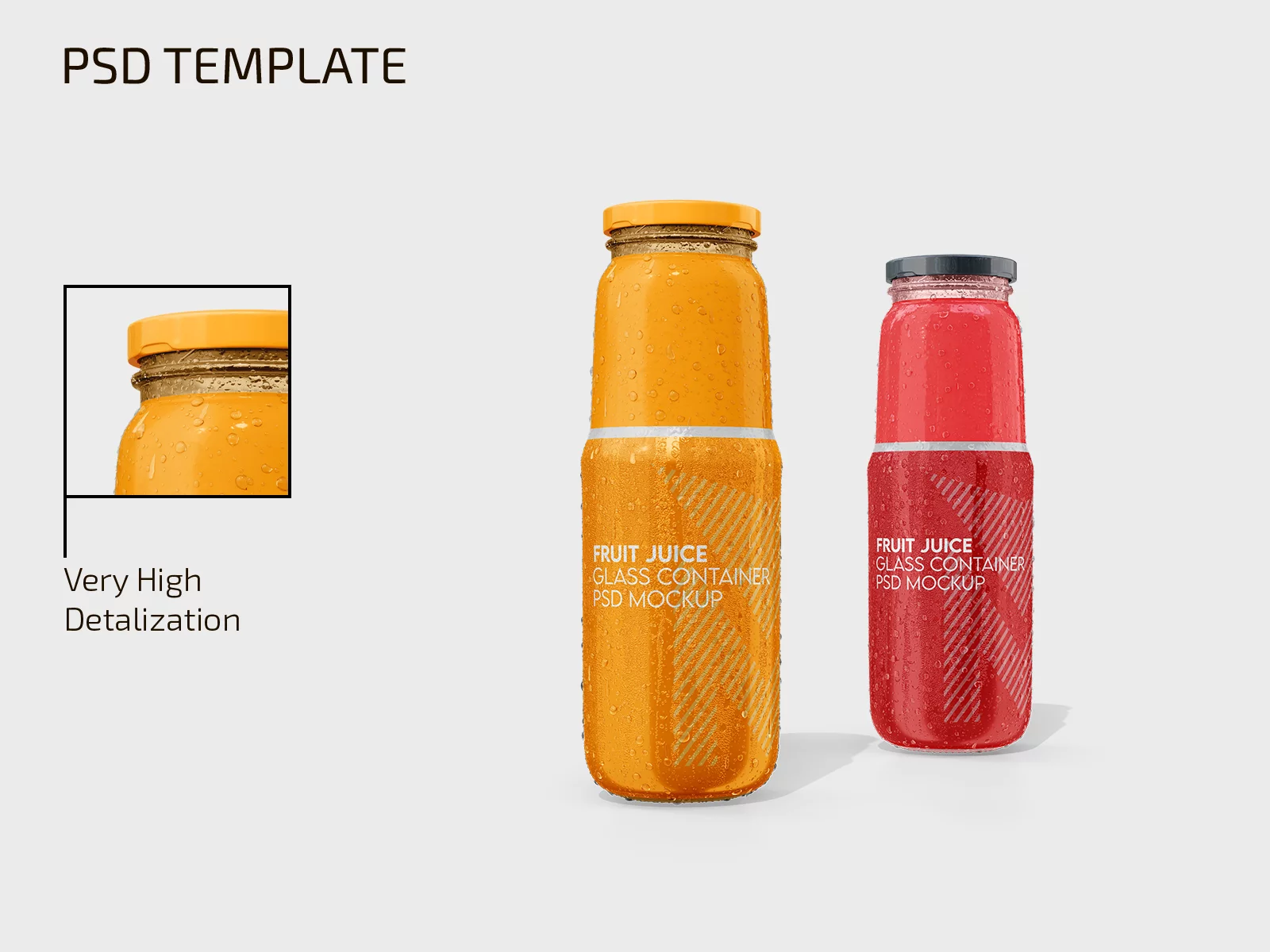 Free Fruit Juice Glass Container Mockup PSD Template
