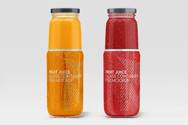 Free Fruit Juice Glass Container Mockup PSD Template