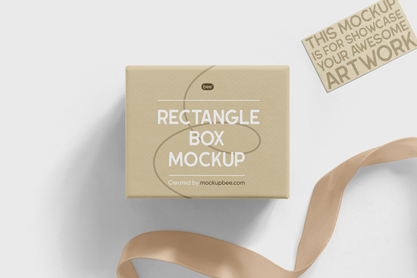 Free Gift Box with Label Mockup PSD Template