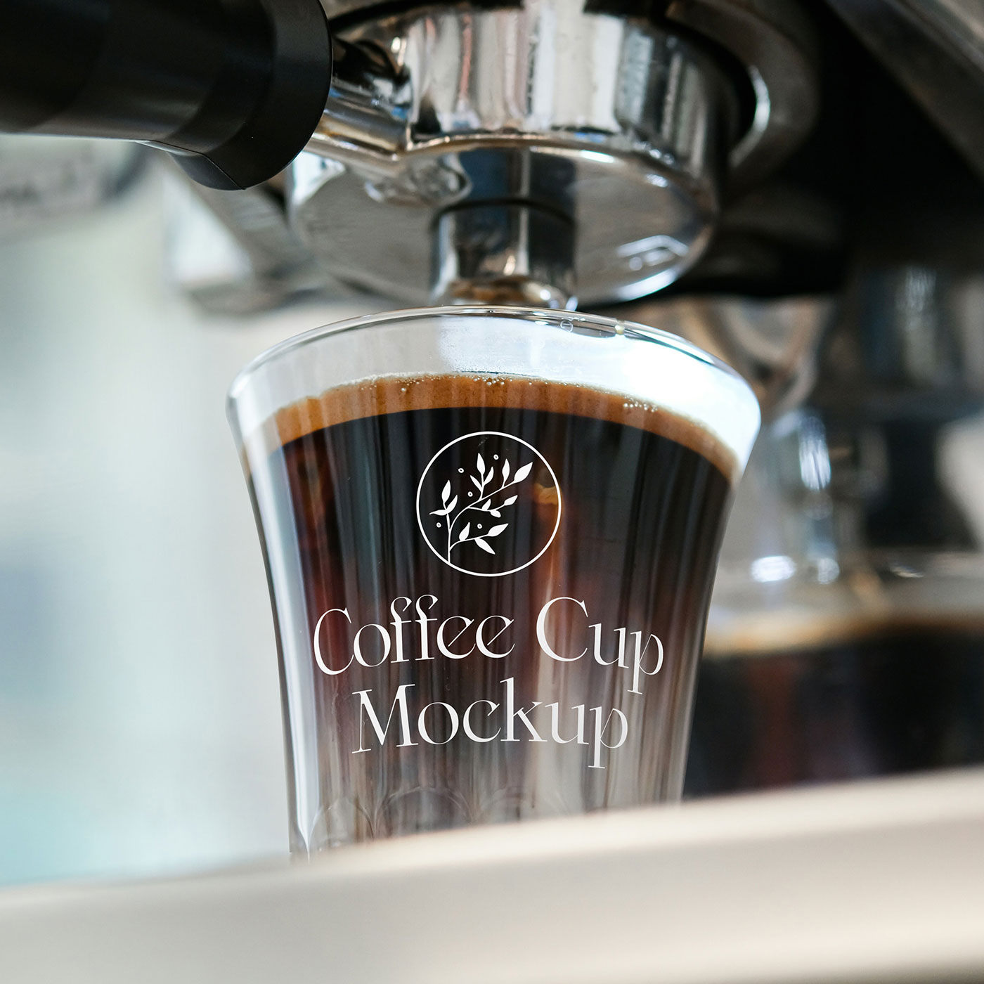 Free Glass Coffee Cup Mockup PSD Template