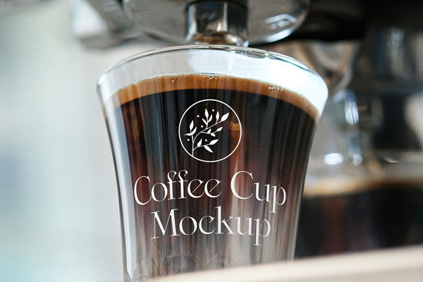 Free Glass Coffee Cup Mockup PSD Template