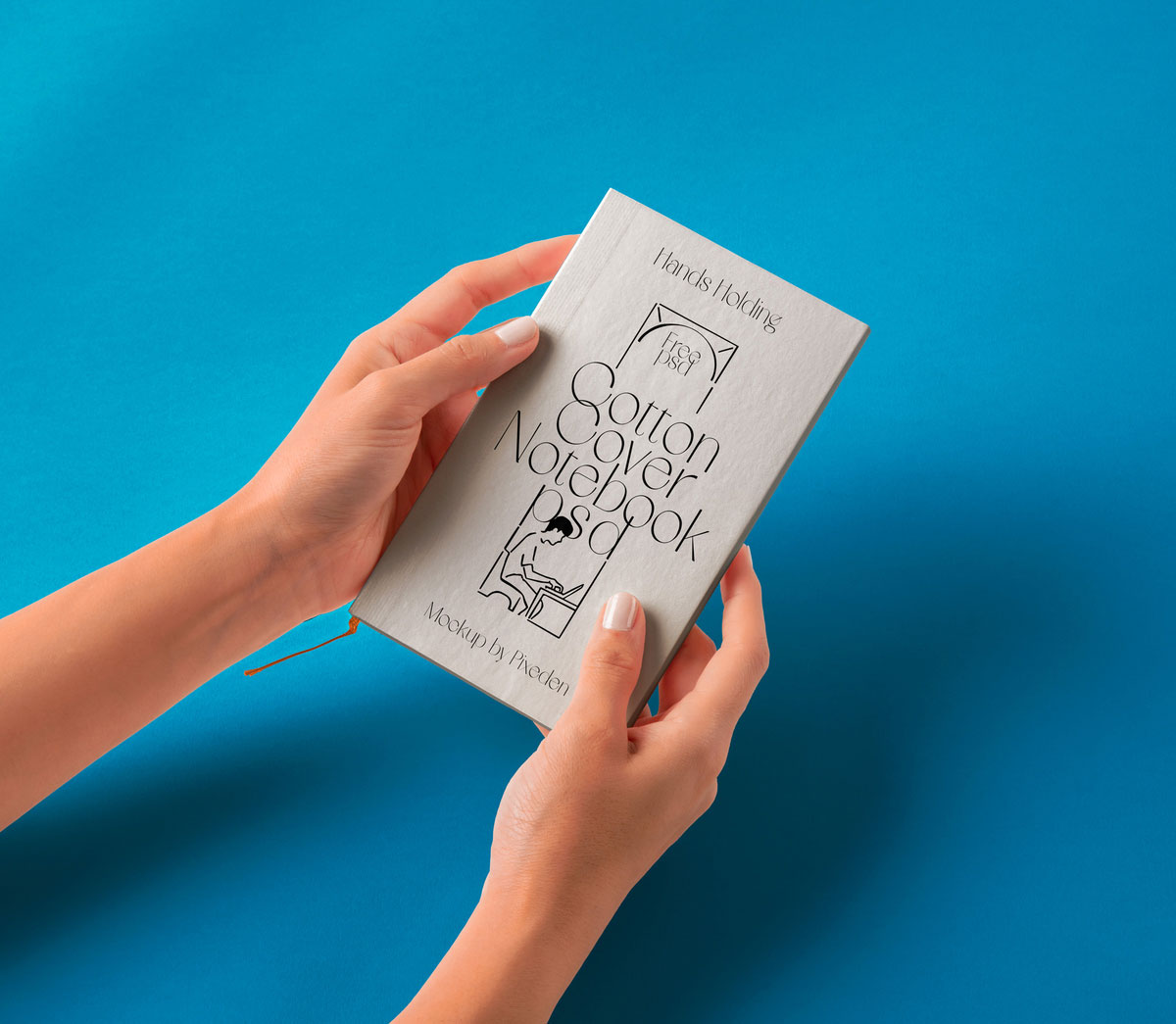 Free Hand Holding Cotton Notebook Mockup PSD Template