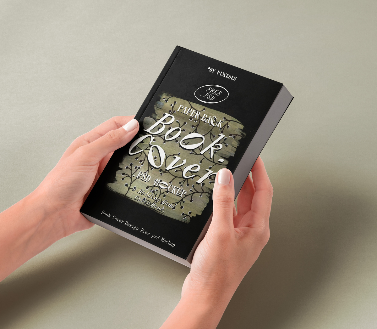Free Hands Holding Paperback Book Mockup PSD Template