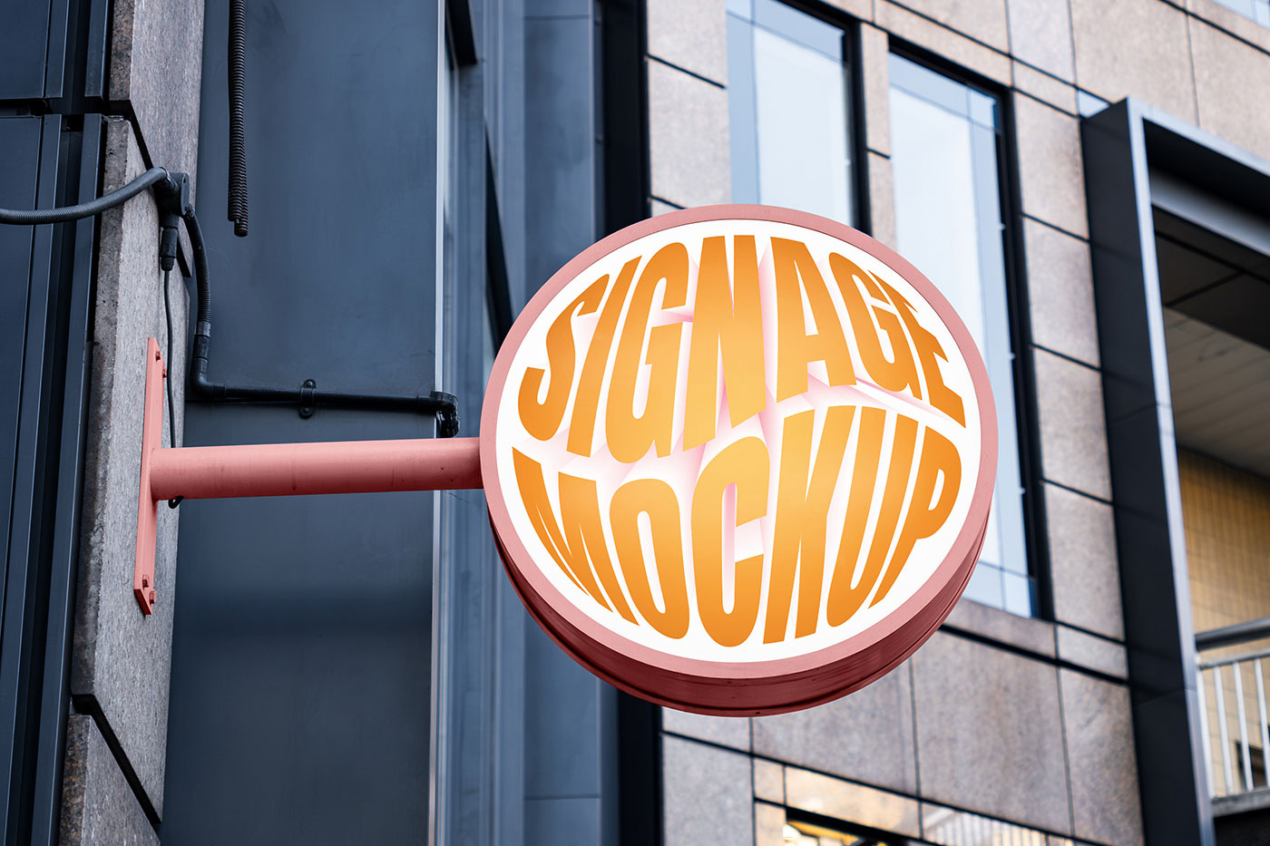 Free Hanging Circle Sign Mockup PSD Template
