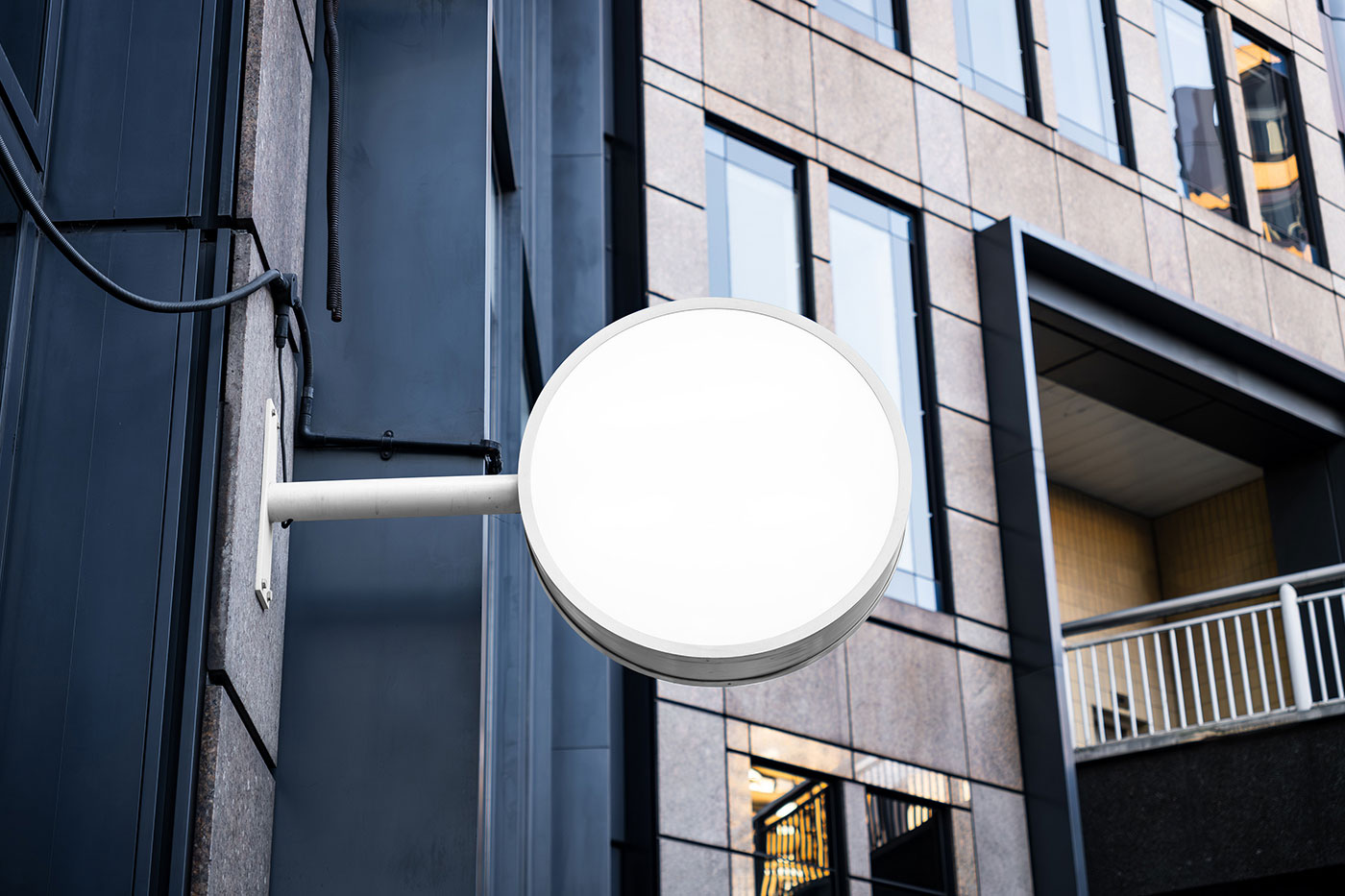 Free Hanging Circle Sign Mockup PSD Template