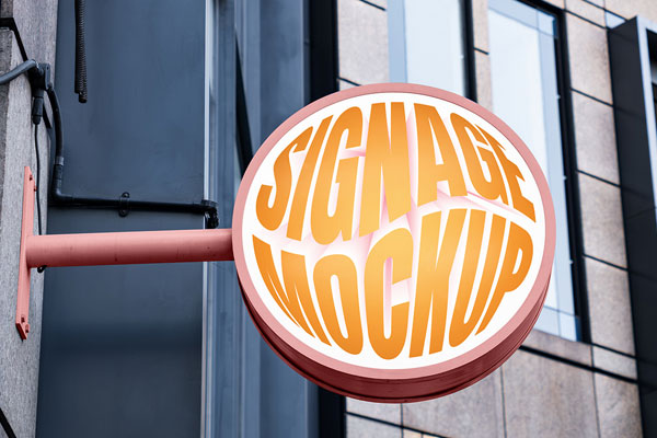Free Hanging Circle Sign Mockup PSD Template