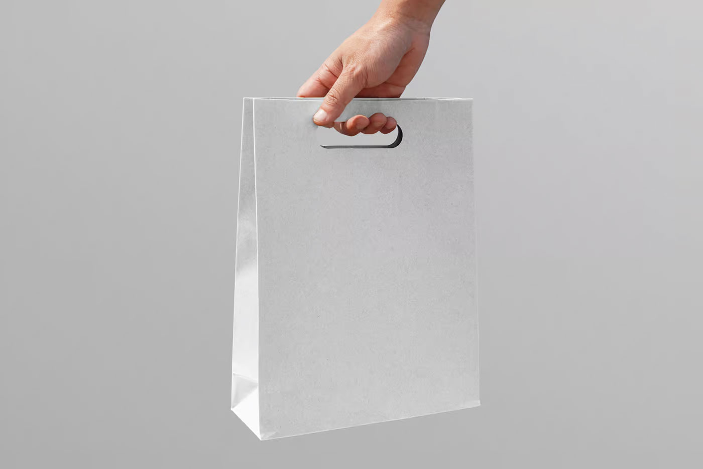 Free Holding Craft Paper Bag Mockup PSD Template