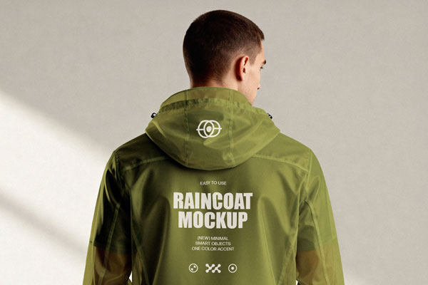 Free Hooded Raincoat Mockup PSD Template
