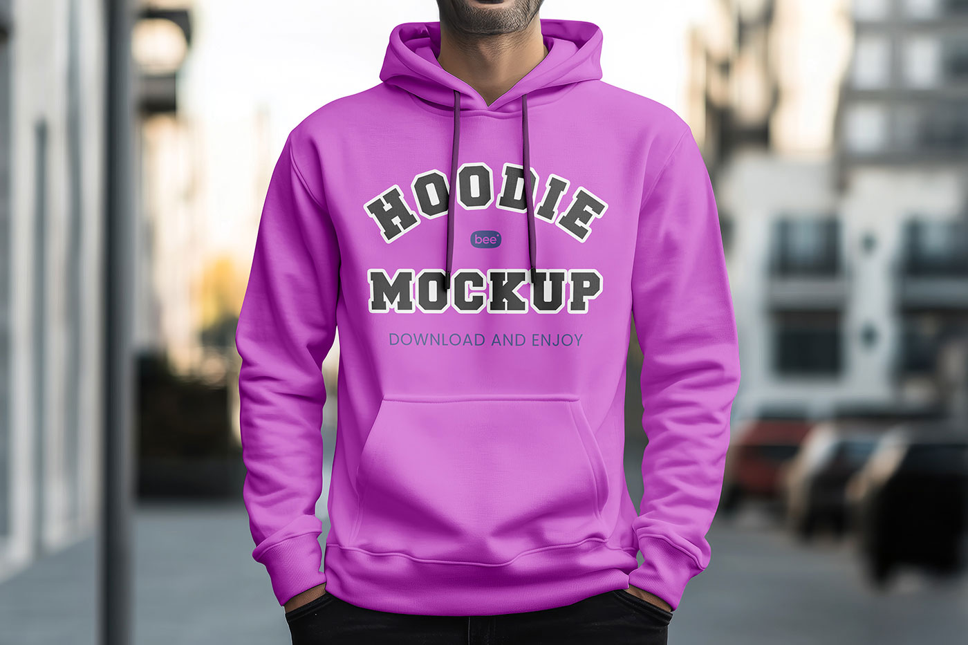 Free Hoodie in City Mockup PSD Template