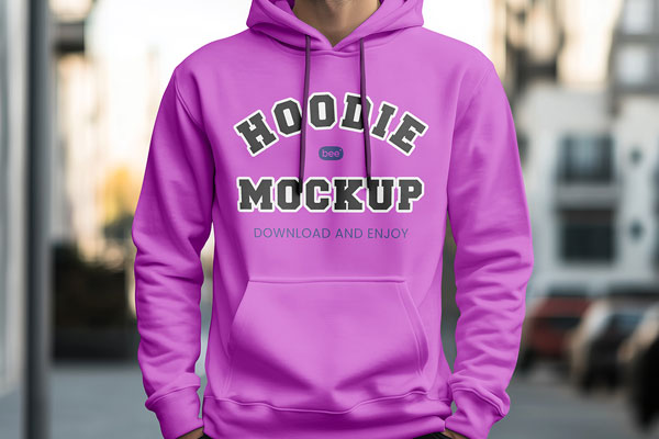 Free Hoodie in City Mockup PSD Template