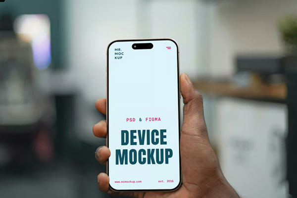 Free In Hand iPhone 16 Pro Mockup PSD Template