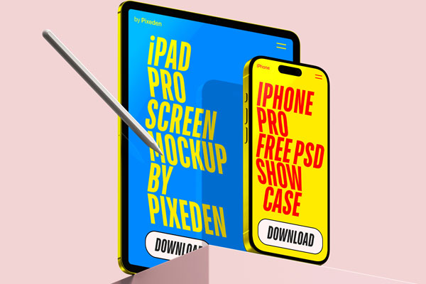 Free iPad and iPhone Pro Mockup PSD Template