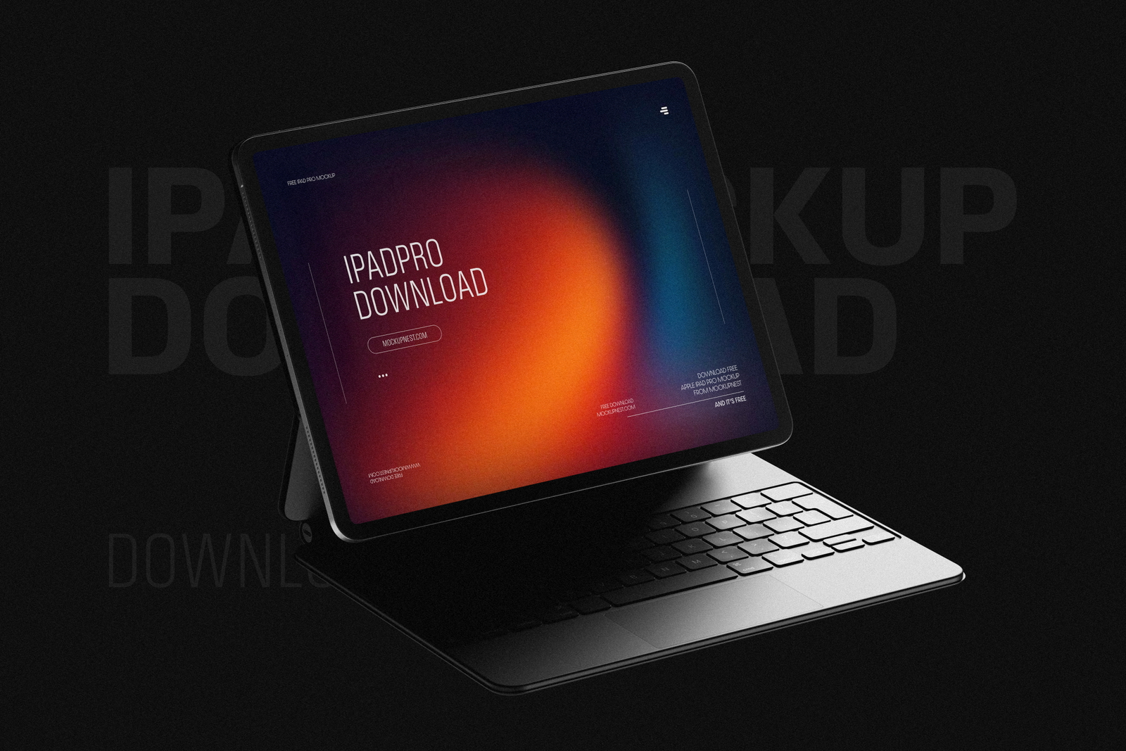 Free iPad Pro Mockup with Magic Keyboard PSD Template