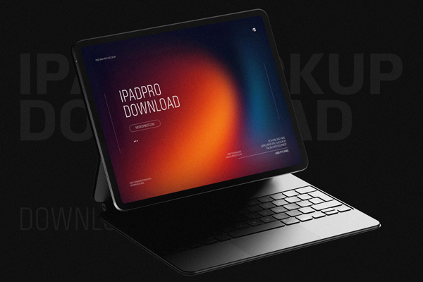 Free iPad Pro Mockup with Magic Keyboard PSD Template