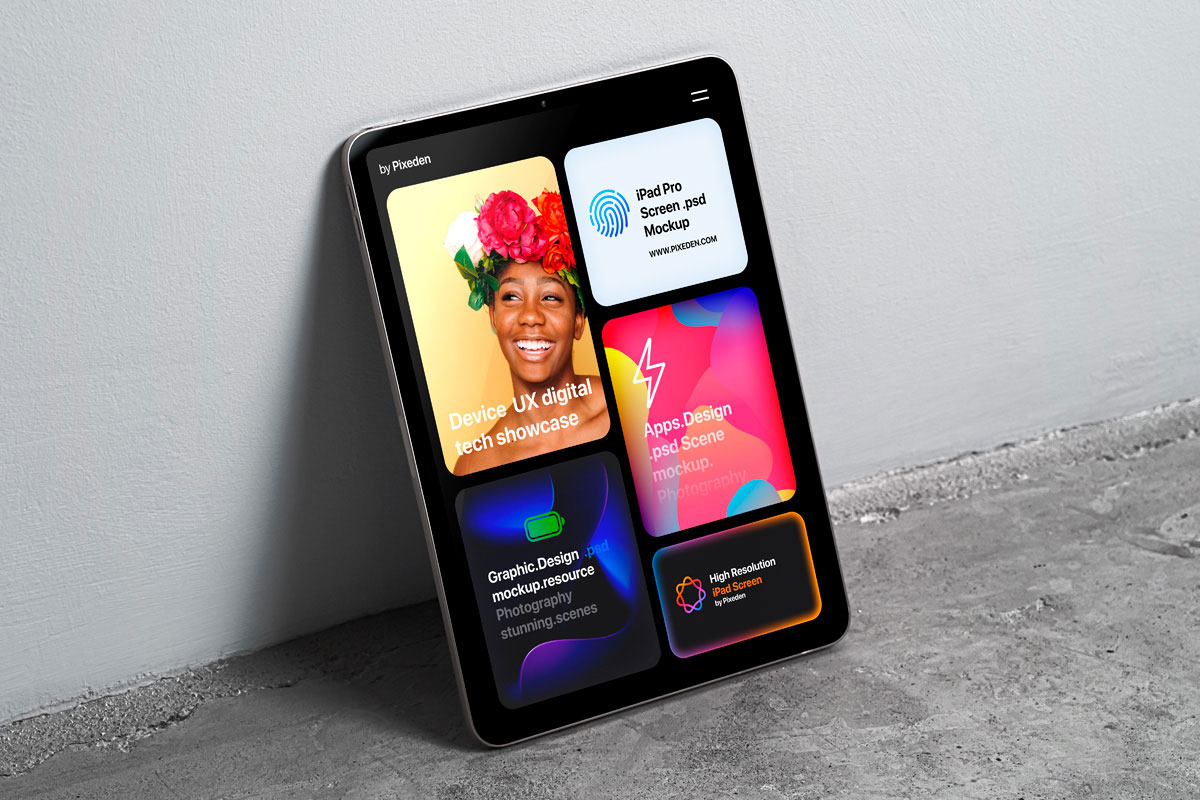Free iPad Screen Showcase Scene Mockup PSD Template