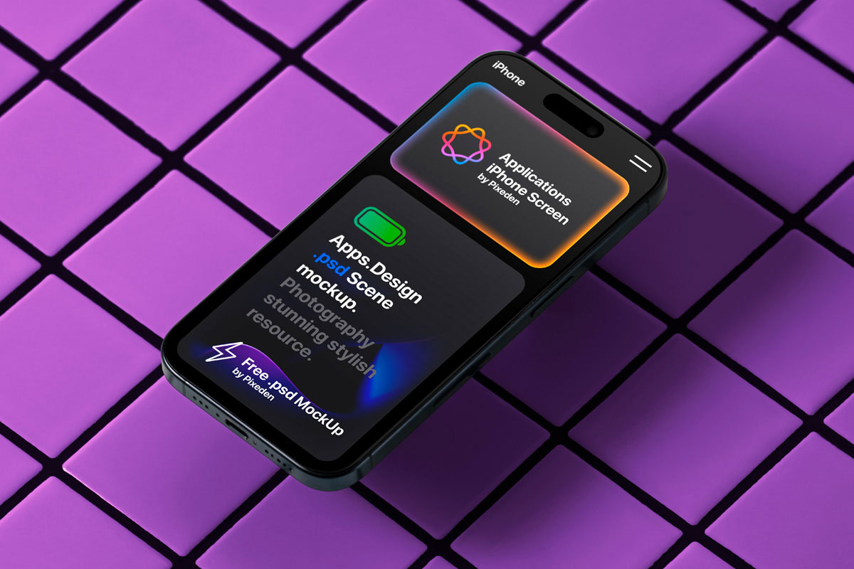 Free iPhone Pro Screen Mockup PSD Template