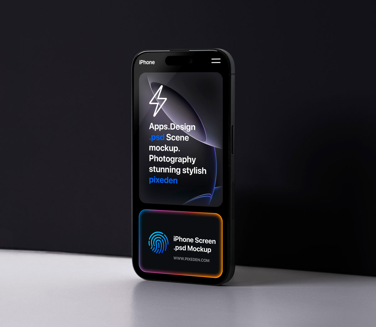 Free iPhone Pro Showcase Screen Mockup PSD Template