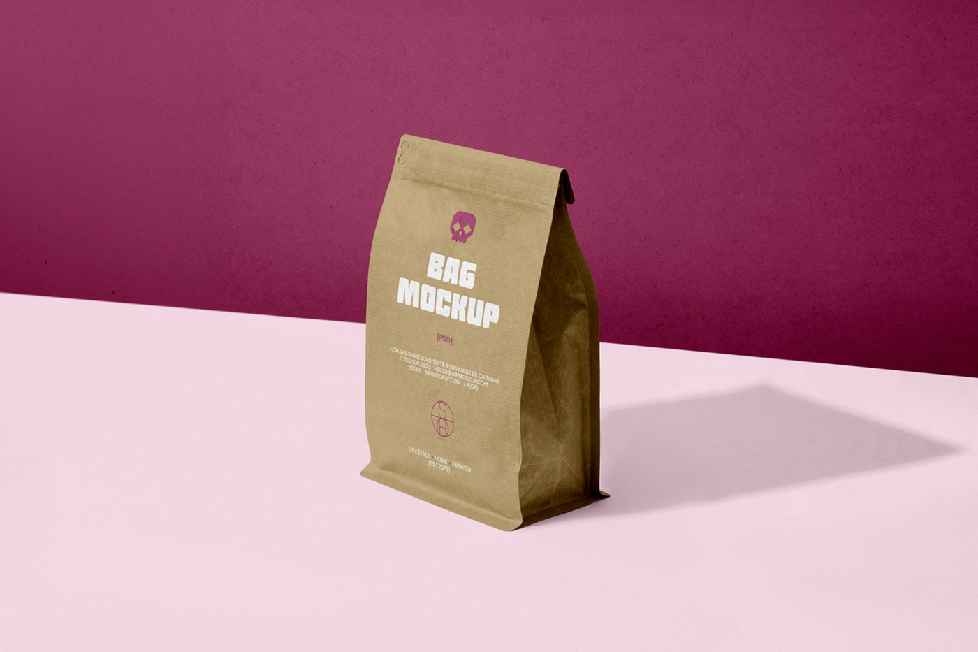 Free Kraft Coffee Bag Mockup PSD Template