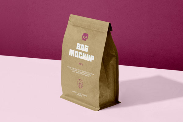 Free Kraft Coffee Bag Mockup PSD Template