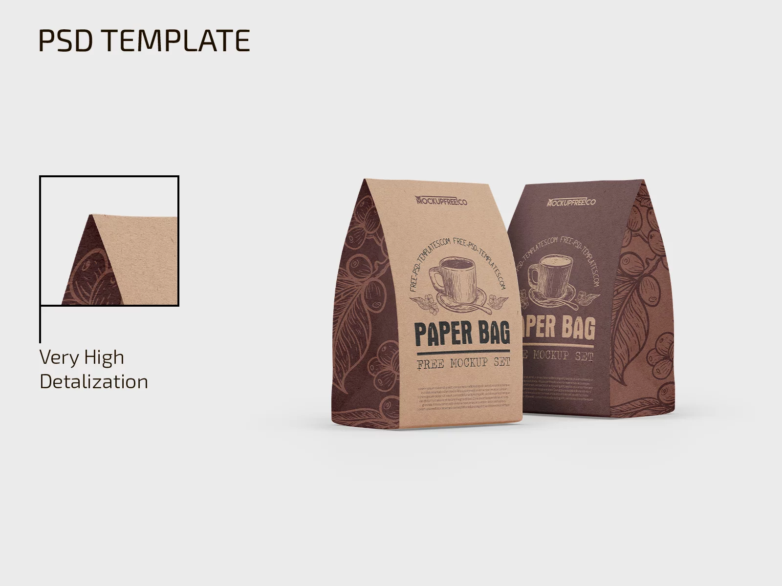 Free Kraft Paper Bag Mockup PSD Template