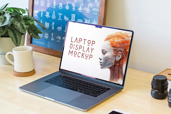 Free Laptop Macbook Screen Mockup PSD Template