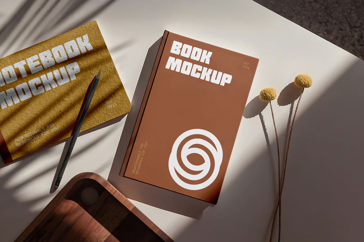 Free Laying Hard Cover Book Mockup PSD Template