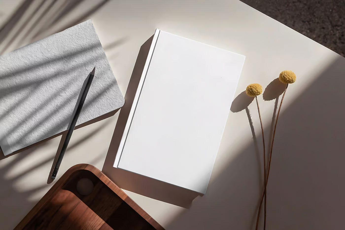 Free Laying Hard Cover Book Mockup PSD Template