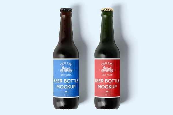Free Lying Beer Bottle Mockups PSD Template