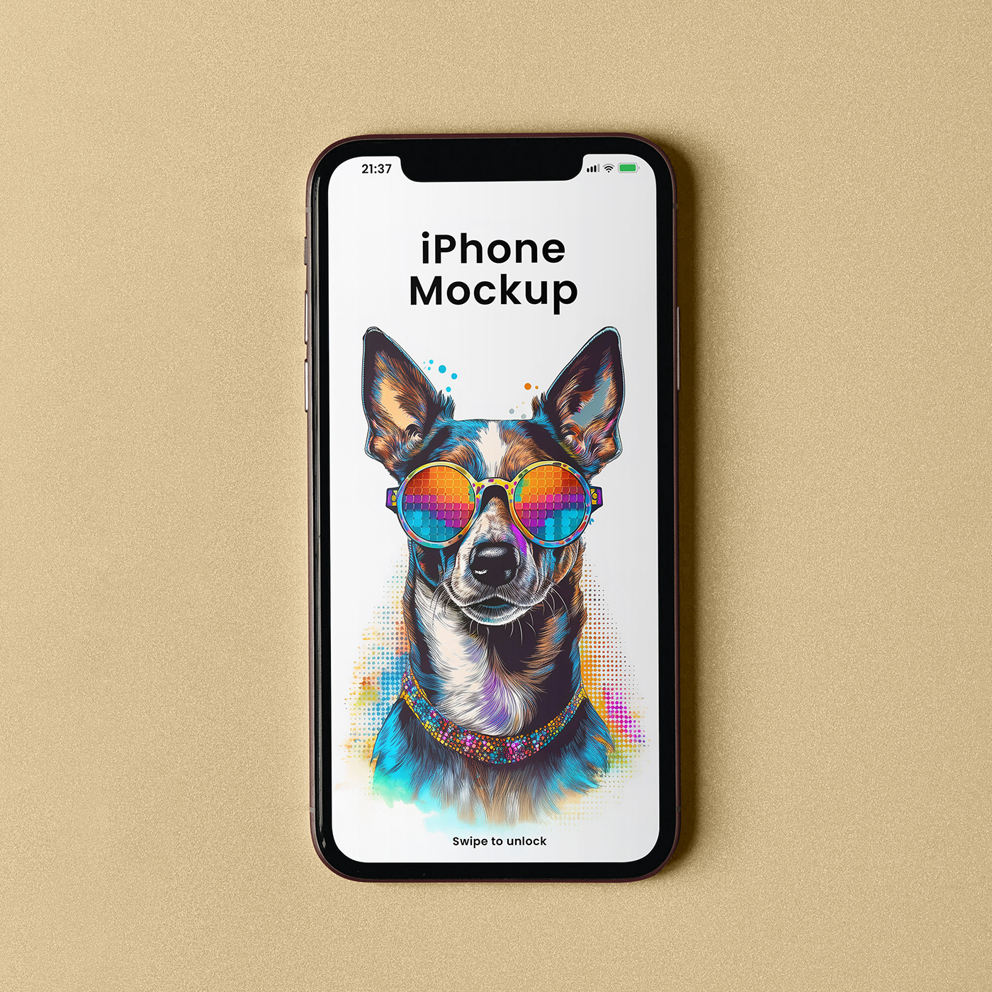 Free Lying iPhone Screen Mockup PSD Template
