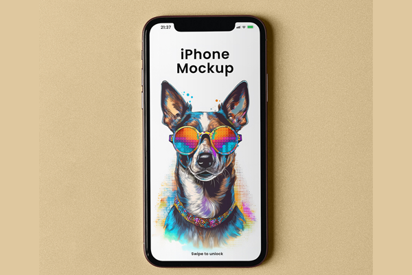 Free Lying iPhone Screen Mockup PSD Template
