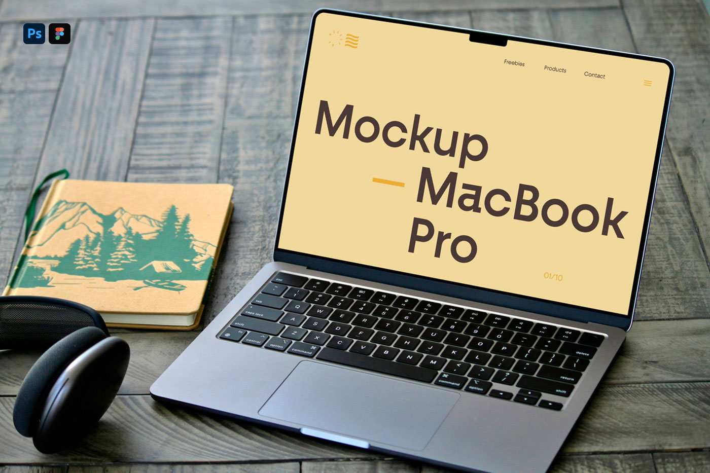 Free MacBook Pro M4 Mockup PSD Template