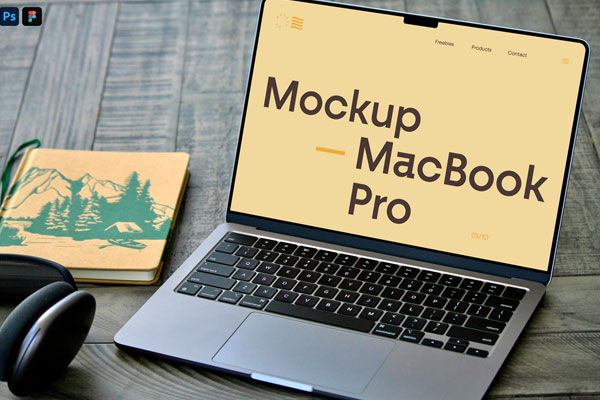 Free MacBook Pro M4 Mockup PSD Template