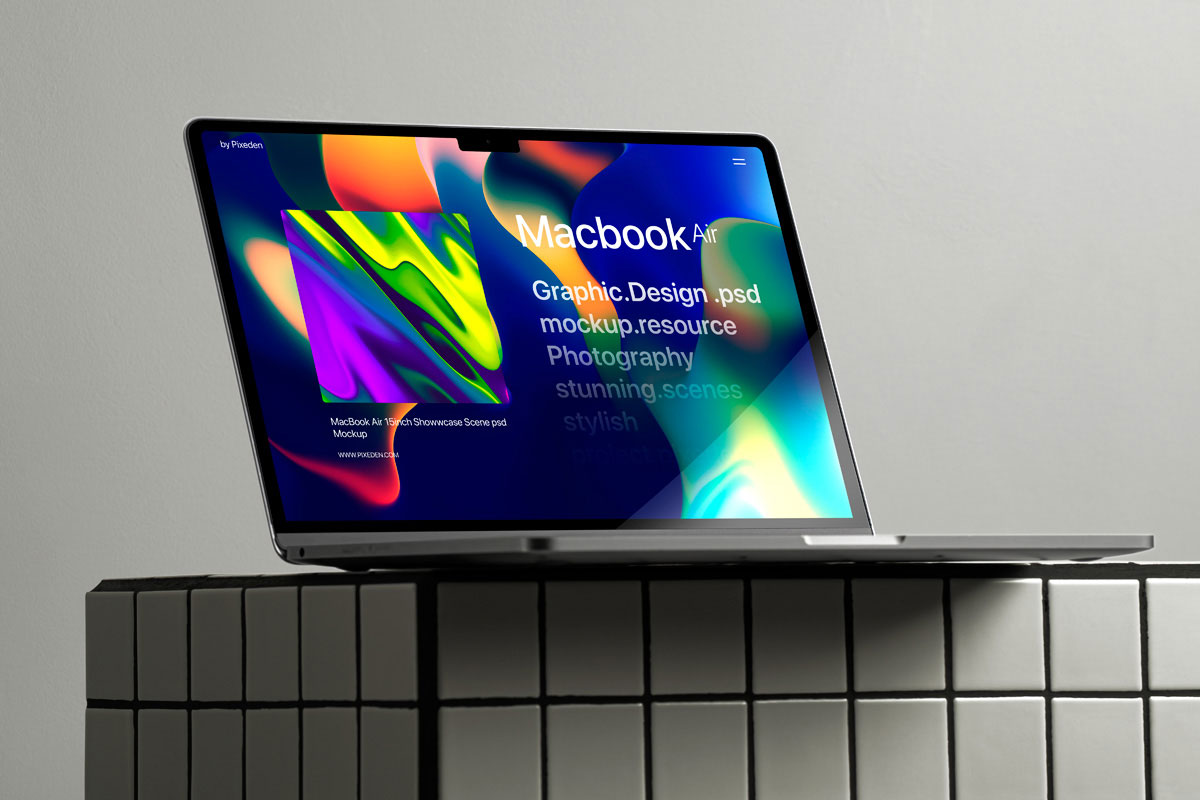 Free MacBook Pro Scene Mockup PSD Template