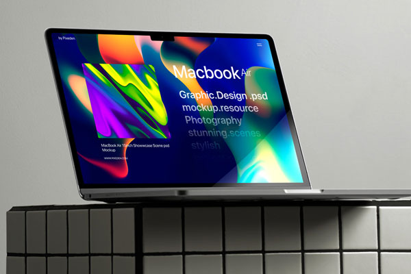 Free MacBook Pro Scene Mockup PSD Template