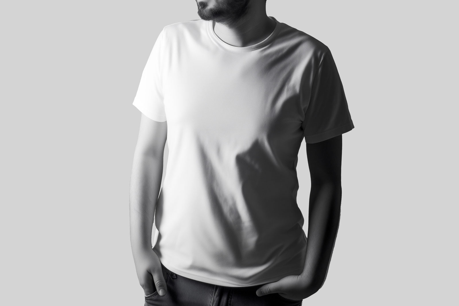 Free Man T-Shirt Mockup Studio Lighting PSD Templatea