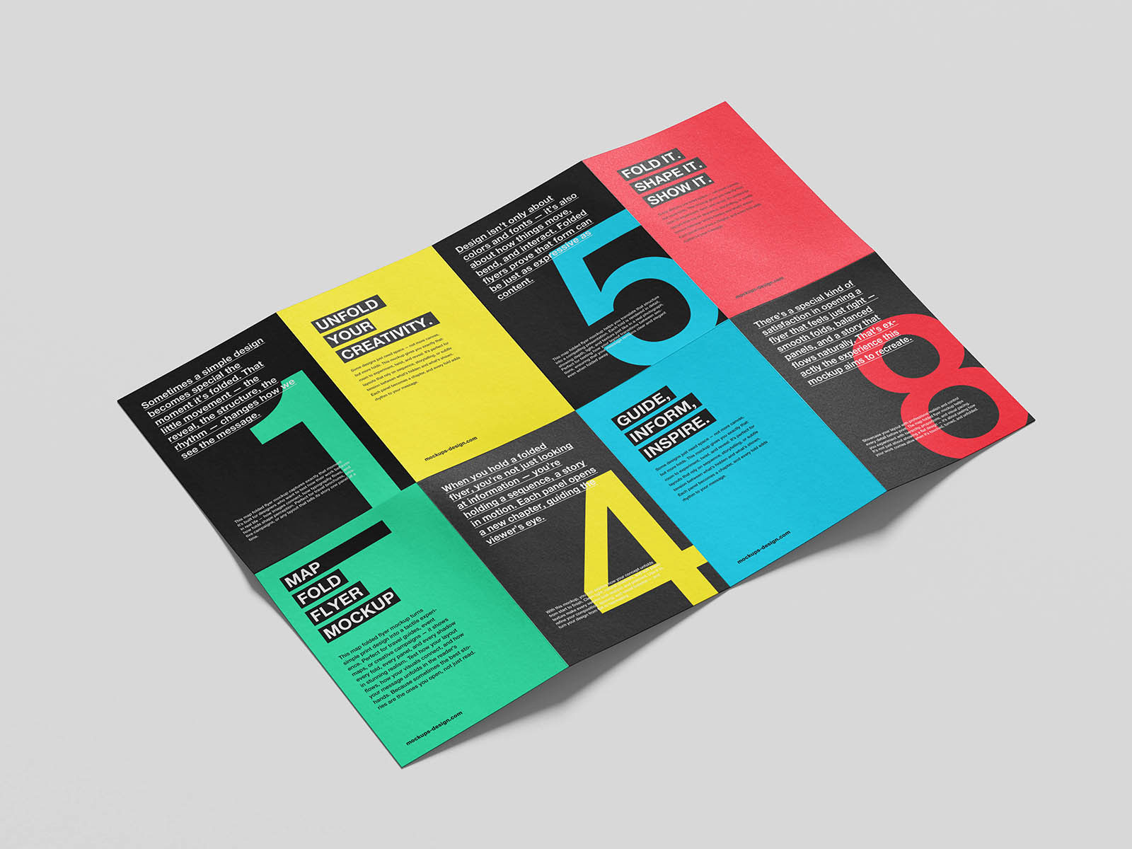 Free Map Folded Flyer Mockup 16 Pages PSD Template