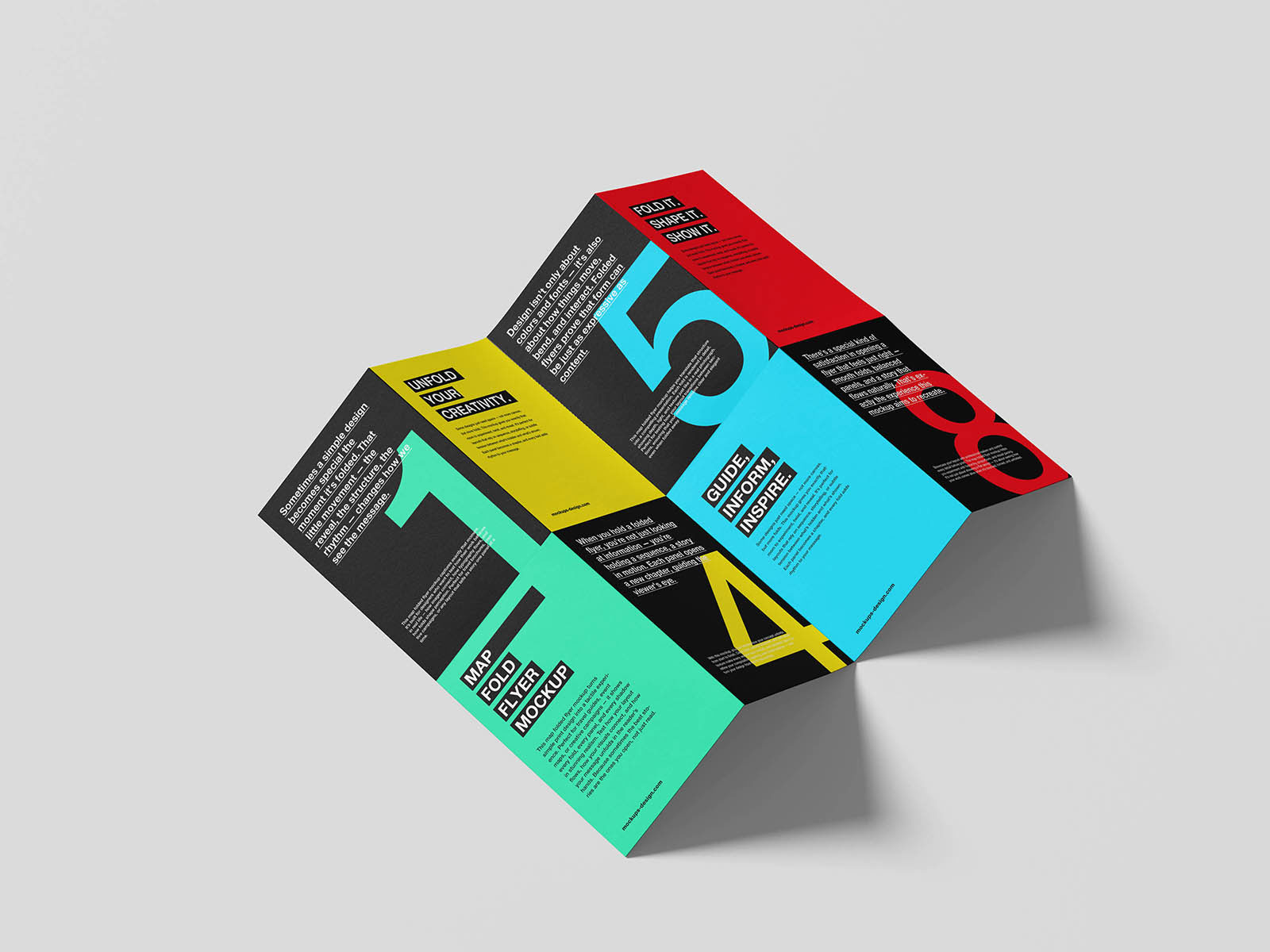 Free Map Folded Flyer Mockup 16 Pages PSD Template