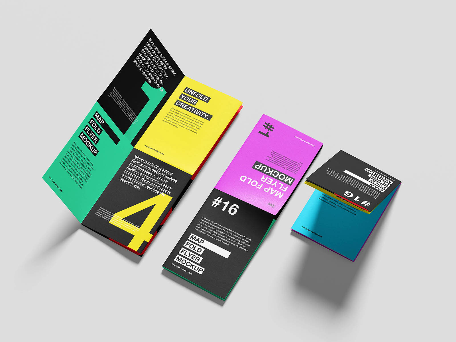 Free Map Folded Flyer Mockup 16 Pages PSD Template