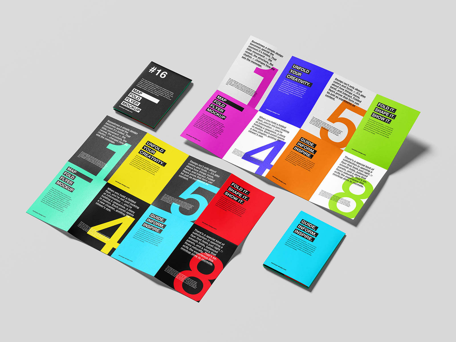 Free Map Folded Flyer Mockup 16 Pages PSD Template