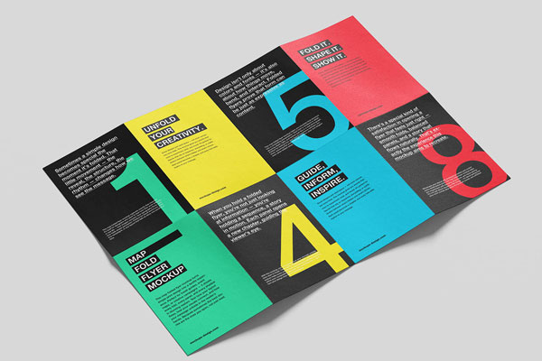 Free Map Folded Flyer Mockup 16 Pages PSD Template