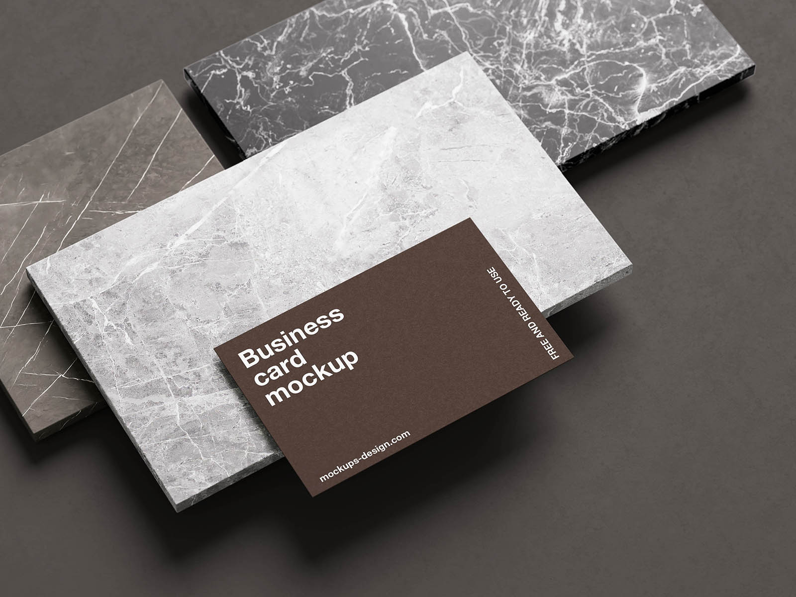Free Marble Surface Business Card Mockup PSD Template